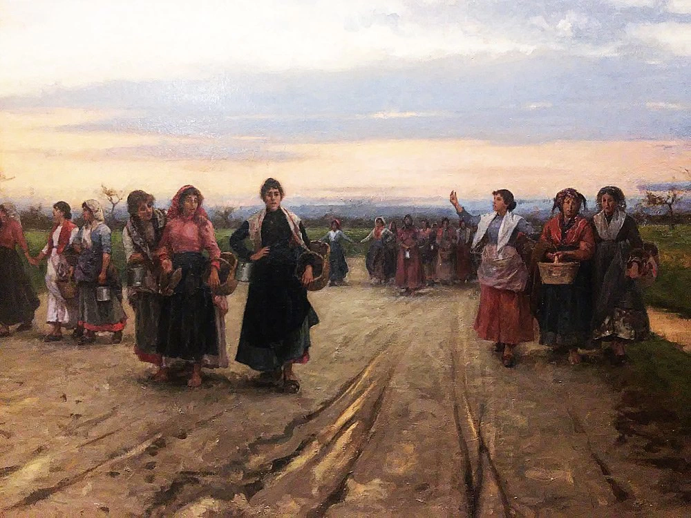 Dal lavoro, il ritorno dalla filanda - dettaglio